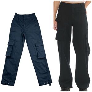 TNA Aritzia Cargo Utility Denim Pants Sz 2 Black High Rise Jeans Baggy Grunge